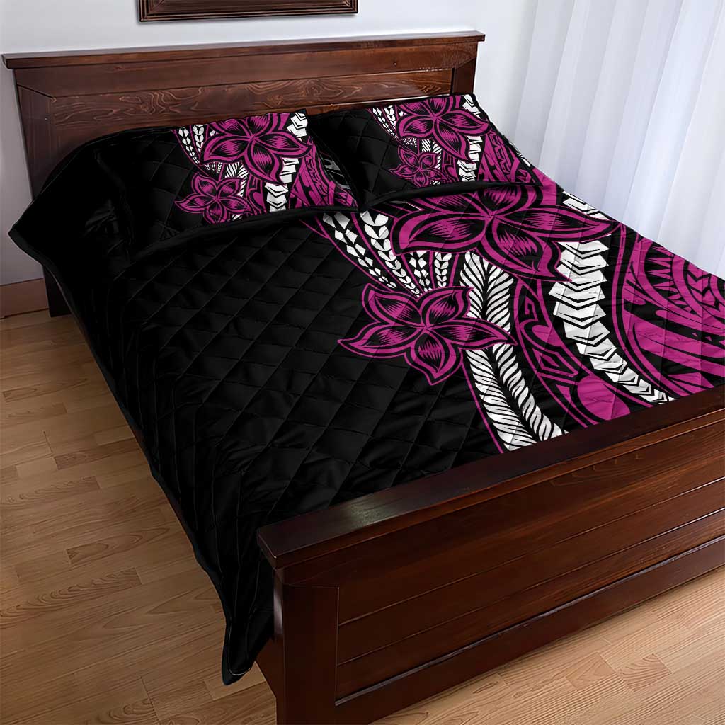 Polynesian Plumeria Floral Tattoo Pattern Quilt Bed Set Pink Style LT9 - Polynesian Pride