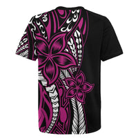 Polynesian Plumeria Floral Tattoo Pattern Rugby Jersey Pink Style