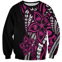 Polynesian Plumeria Floral Tattoo Pattern Sweatshirt Pink Style