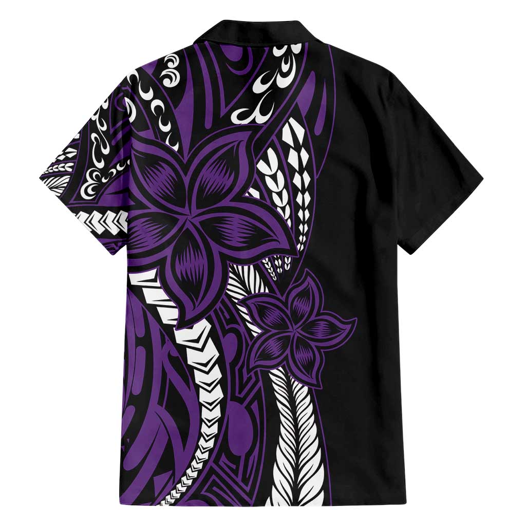 Polynesian Plumeria Floral Tattoo Pattern Family Matching Short Sleeve Bodycon Dress and Hawaiian Shirt Purple Style LT9 - Polynesian Pride