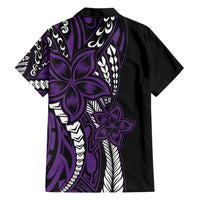 Polynesian Plumeria Floral Tattoo Pattern Family Matching Short Sleeve Bodycon Dress and Hawaiian Shirt Purple Style LT9 - Polynesian Pride