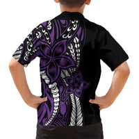Polynesian Plumeria Floral Tattoo Pattern Family Matching Summer Maxi Dress and Hawaiian Shirt Purple Style LT9 - Polynesian Pride