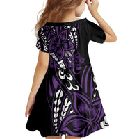 Polynesian Plumeria Floral Tattoo Pattern Family Matching Summer Maxi Dress and Hawaiian Shirt Purple Style LT9 - Polynesian Pride
