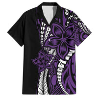 Polynesian Plumeria Floral Tattoo Pattern Family Matching Summer Maxi Dress and Hawaiian Shirt Purple Style LT9 Dad's Shirt - Short Sleeve Purple - Polynesian Pride