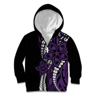 Polynesian Plumeria Floral Tattoo Pattern Kid Hoodie Purple Style