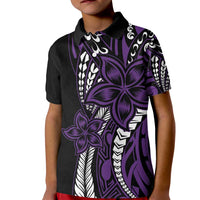 Polynesian Plumeria Floral Tattoo Pattern Kid Polo Shirt Purple Style