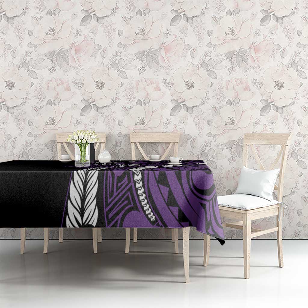 Polynesian Plumeria Floral Tattoo Pattern Tablecloth Purple Style
