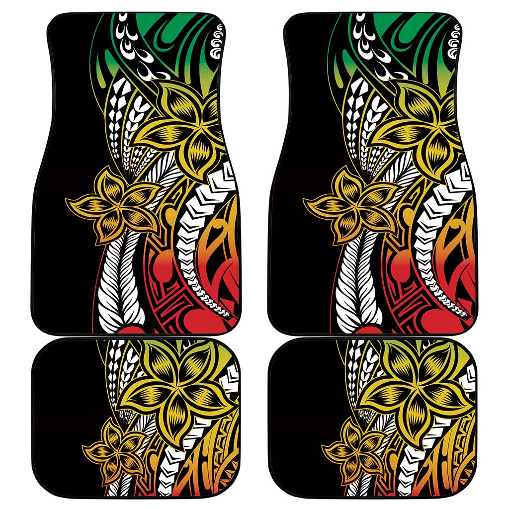 Polynesian Plumeria Floral Tattoo Pattern Car Mats Reggae Style