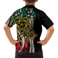 Polynesian Plumeria Floral Tattoo Pattern Family Matching Long Sleeve Bodycon Dress and Hawaiian Shirt Reggae Style LT9 - Polynesian Pride