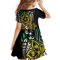 Polynesian Plumeria Floral Tattoo Pattern Family Matching Long Sleeve Bodycon Dress and Hawaiian Shirt Reggae Style LT9 - Polynesian Pride