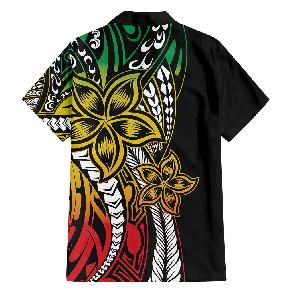 Polynesian Plumeria Floral Tattoo Pattern Family Matching Long Sleeve Bodycon Dress and Hawaiian Shirt Reggae Style LT9 - Polynesian Pride