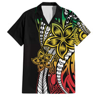 Polynesian Plumeria Floral Tattoo Pattern Family Matching Puletasi and Hawaiian Shirt Reggae Style