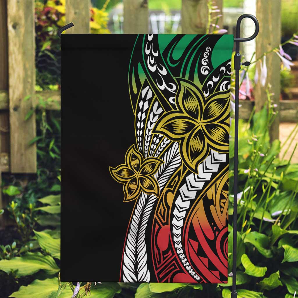 Polynesian Plumeria Floral Tattoo Pattern Garden Flag Reggae Style