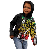 Polynesian Plumeria Floral Tattoo Pattern Kid Hoodie Reggae Style