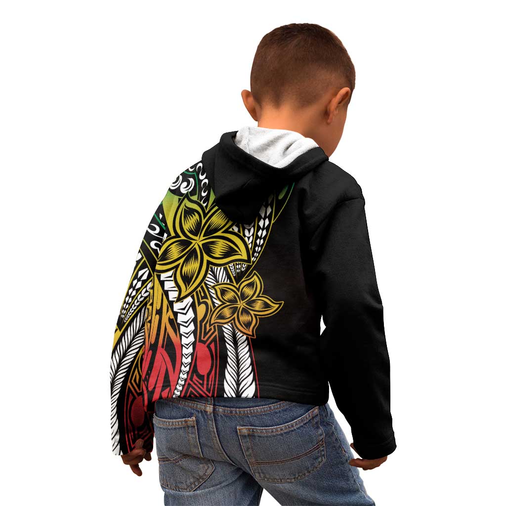 Polynesian Plumeria Floral Tattoo Pattern Kid Hoodie Reggae Style