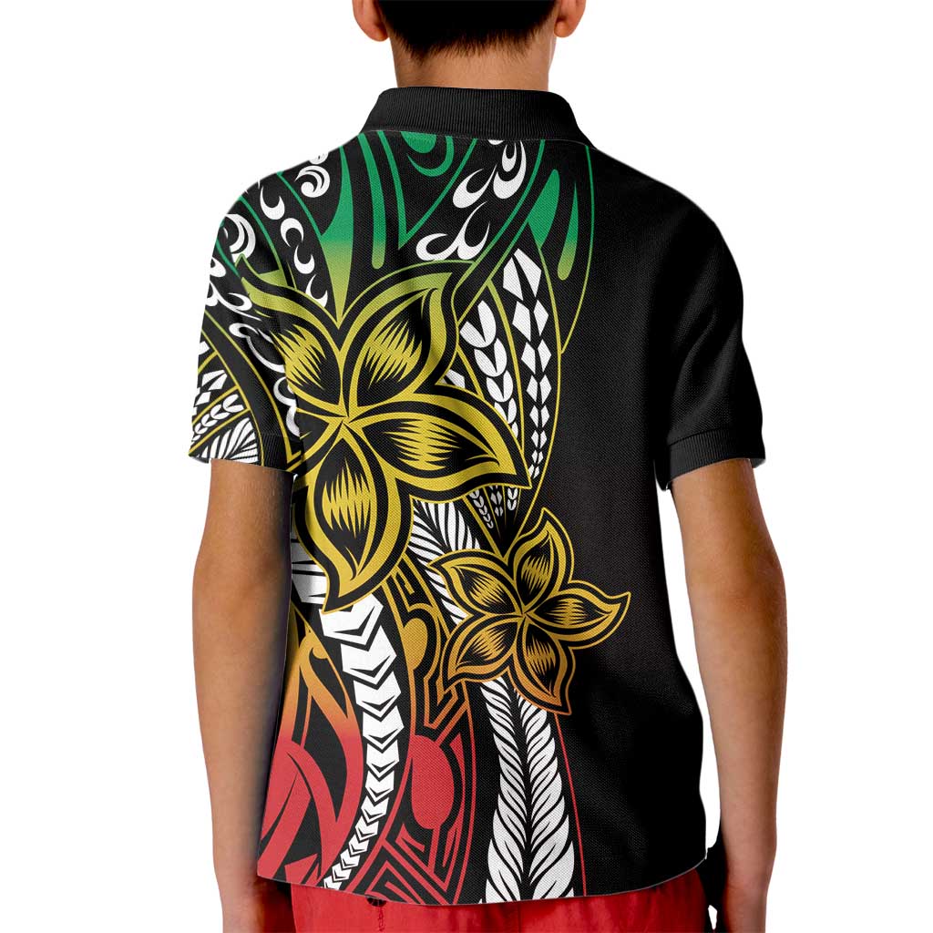 Polynesian Plumeria Floral Tattoo Pattern Kid Polo Shirt Reggae Style