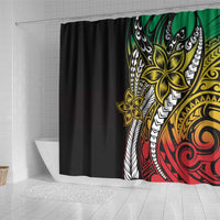 Polynesian Plumeria Floral Tattoo Pattern Shower Curtain Reggae Style