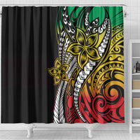 Polynesian Plumeria Floral Tattoo Pattern Shower Curtain Reggae Style