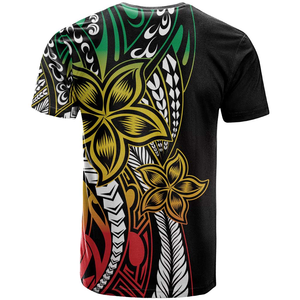Polynesian Plumeria Floral Tattoo Pattern T Shirt Reggae Style