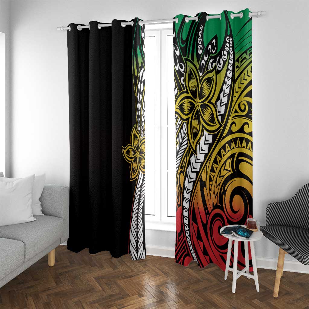 Polynesian Plumeria Floral Tattoo Pattern Window Curtain Reggae Style
