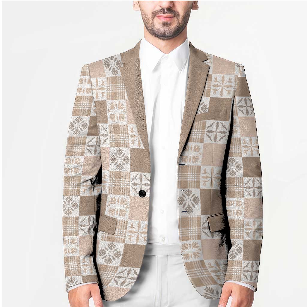 Hawaiian Palaka Quilt Pattern Blazer Hawaii Culture Bird of Paradise Exotic Motif - Polynesian Pride