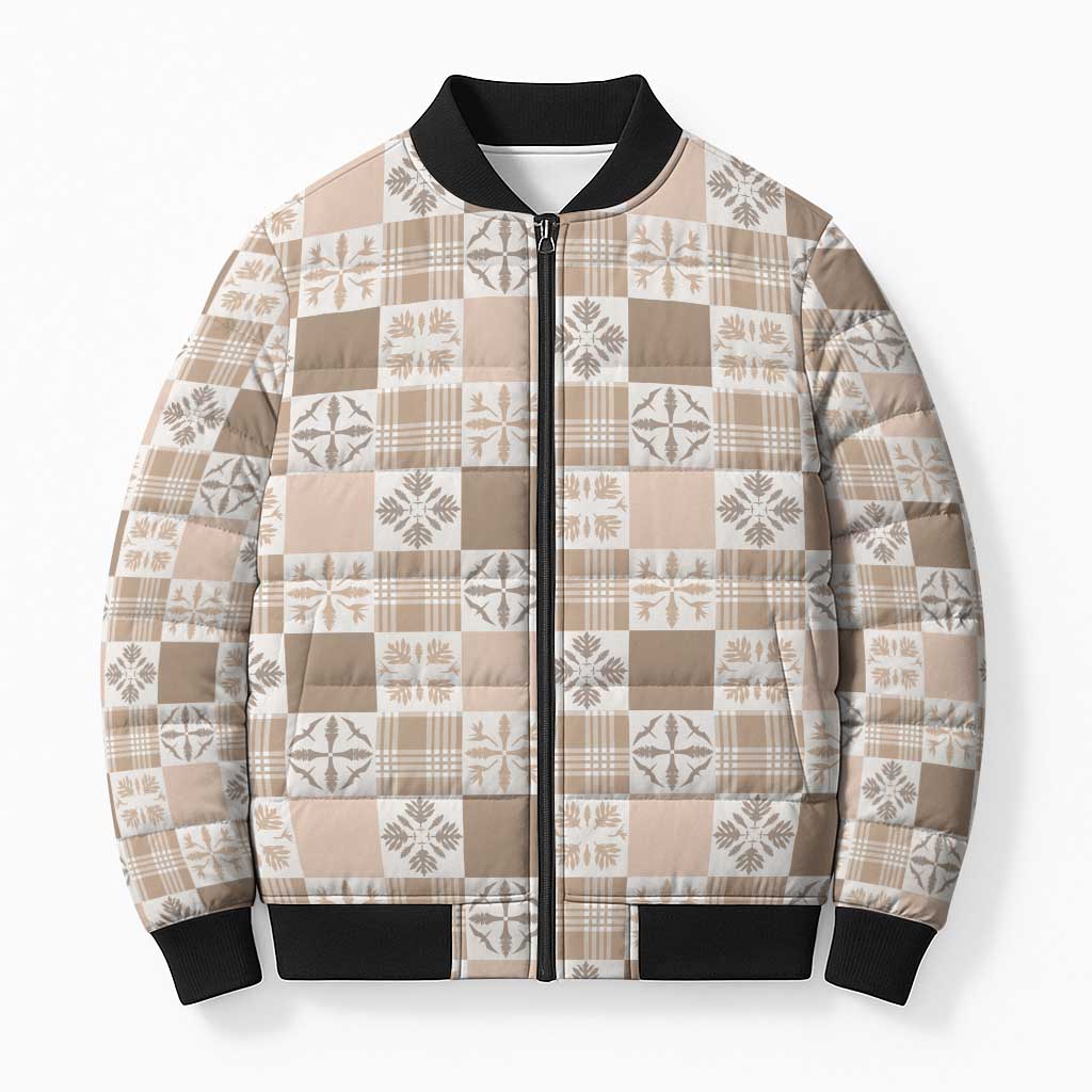 Hawaiian Palaka Quilt Pattern Bomber Puffer Jacket Hawaii Culture Bird of Paradise Exotic Motif - Polynesian Pride
