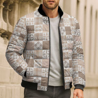 Hawaiian Palaka Quilt Pattern Bomber Puffer Jacket Hawaii Culture Bird of Paradise Exotic Motif - Polynesian Pride