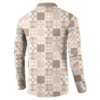 Hawaiian Palaka Quilt Pattern Button Sweatshirt Hawaii Culture Bird of Paradise Exotic Motif - Polynesian Pride