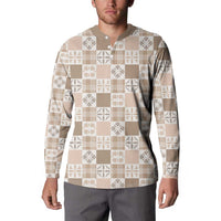 Hawaiian Palaka Quilt Pattern Button Sweatshirt Hawaii Culture Bird of Paradise Exotic Motif - Polynesian Pride