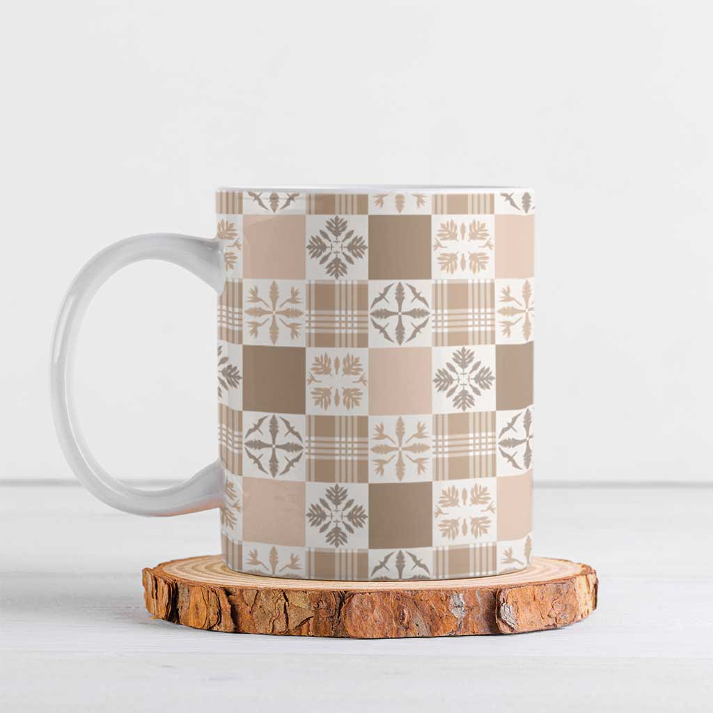 Hawaiian Palaka Quilt Pattern Ceramic Mug Hawaii Culture Bird of Paradise Exotic Motif - Polynesian Pride