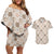 Hawaiian Palaka Quilt Pattern Couples Matching Off Shoulder Short Dress and Hawaiian Shirt Hawaii Culture Bird of Paradise Exotic Motif - Polynesian Pride