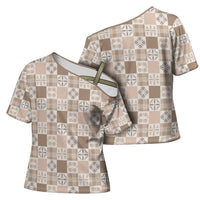 Hawaiian Palaka Quilt Pattern Cross Shoulder Shirt Hawaii Culture Bird of Paradise Exotic Motif - Polynesian Pride