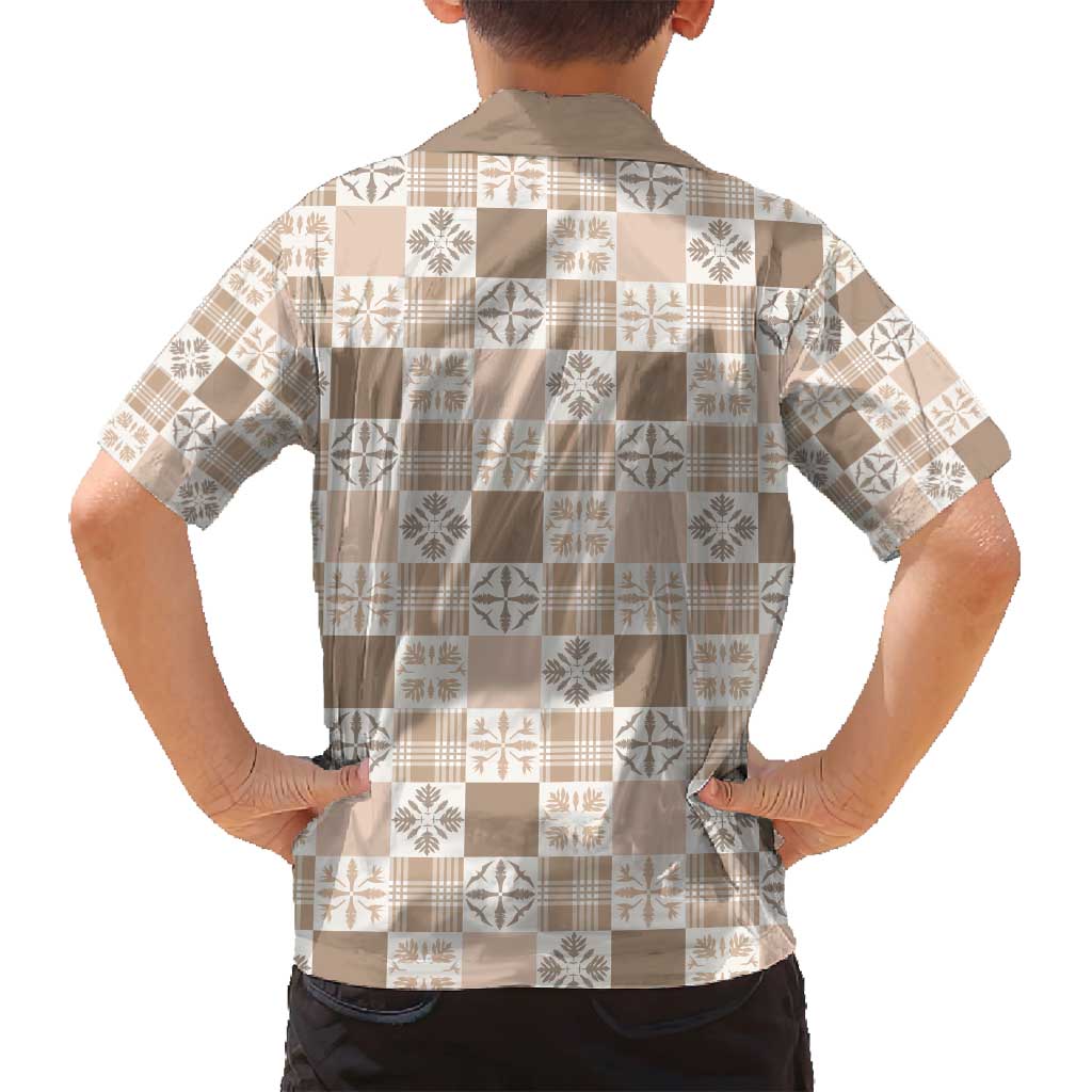 Hawaiian Palaka Quilt Pattern Family Matching Off Shoulder Short Dress and Hawaiian Shirt Hawaii Culture Bird of Paradise Exotic Motif LT9 - Polynesian Pride
