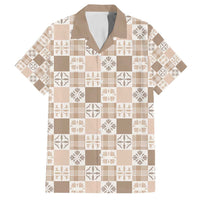 Hawaiian Palaka Quilt Pattern Family Matching Summer Maxi Dress and Hawaiian Shirt Hawaii Culture Bird of Paradise Exotic Motif LT9 Dad's Shirt - Short Sleeve Beige - Polynesian Pride
