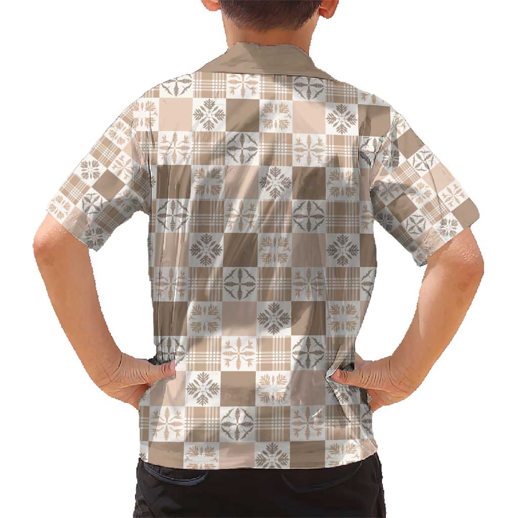 Hawaiian Palaka Quilt Pattern Kid Hawaiian Shirt Hawaii Culture Bird of Paradise Exotic Motif - Polynesian Pride
