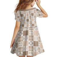 Hawaiian Palaka Quilt Pattern Kid Short Sleeve Dress Hawaii Culture Bird of Paradise Exotic Motif - Polynesian Pride