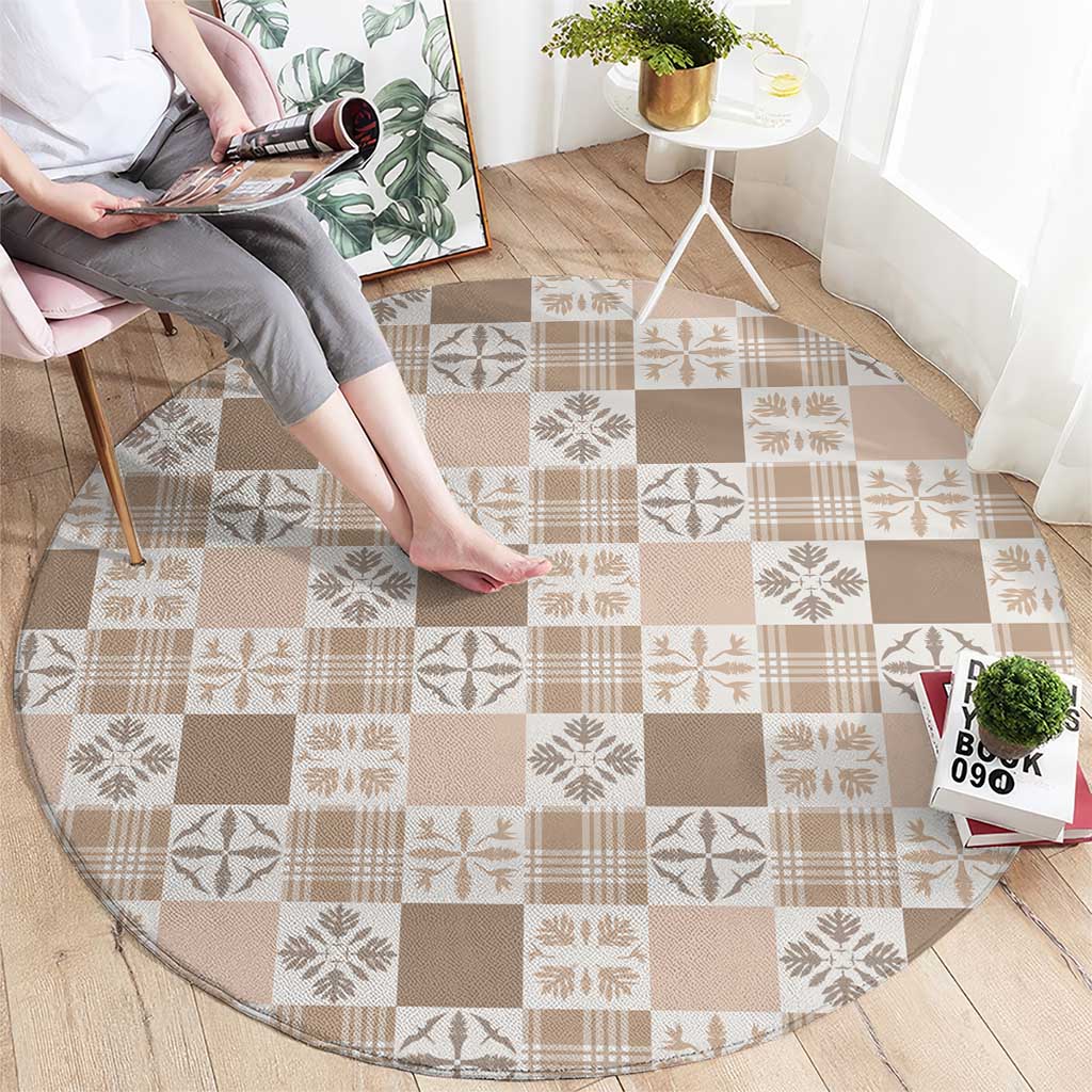 Hawaiian Palaka Quilt Pattern Round Carpet Hawaii Culture Bird of Paradise Exotic Motif - Polynesian Pride