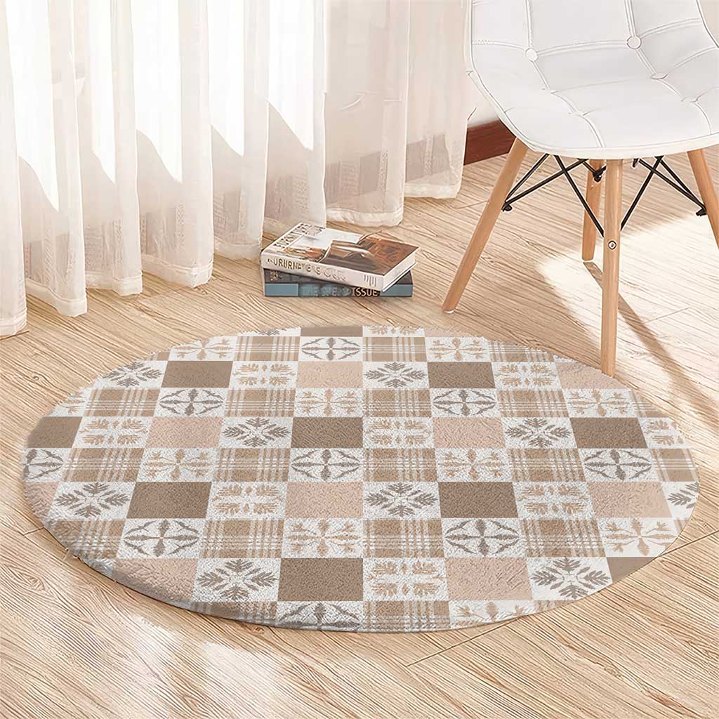 Hawaiian Palaka Quilt Pattern Round Carpet Hawaii Culture Bird of Paradise Exotic Motif - Polynesian Pride