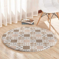 Hawaiian Palaka Quilt Pattern Round Carpet Hawaii Culture Bird of Paradise Exotic Motif - Polynesian Pride