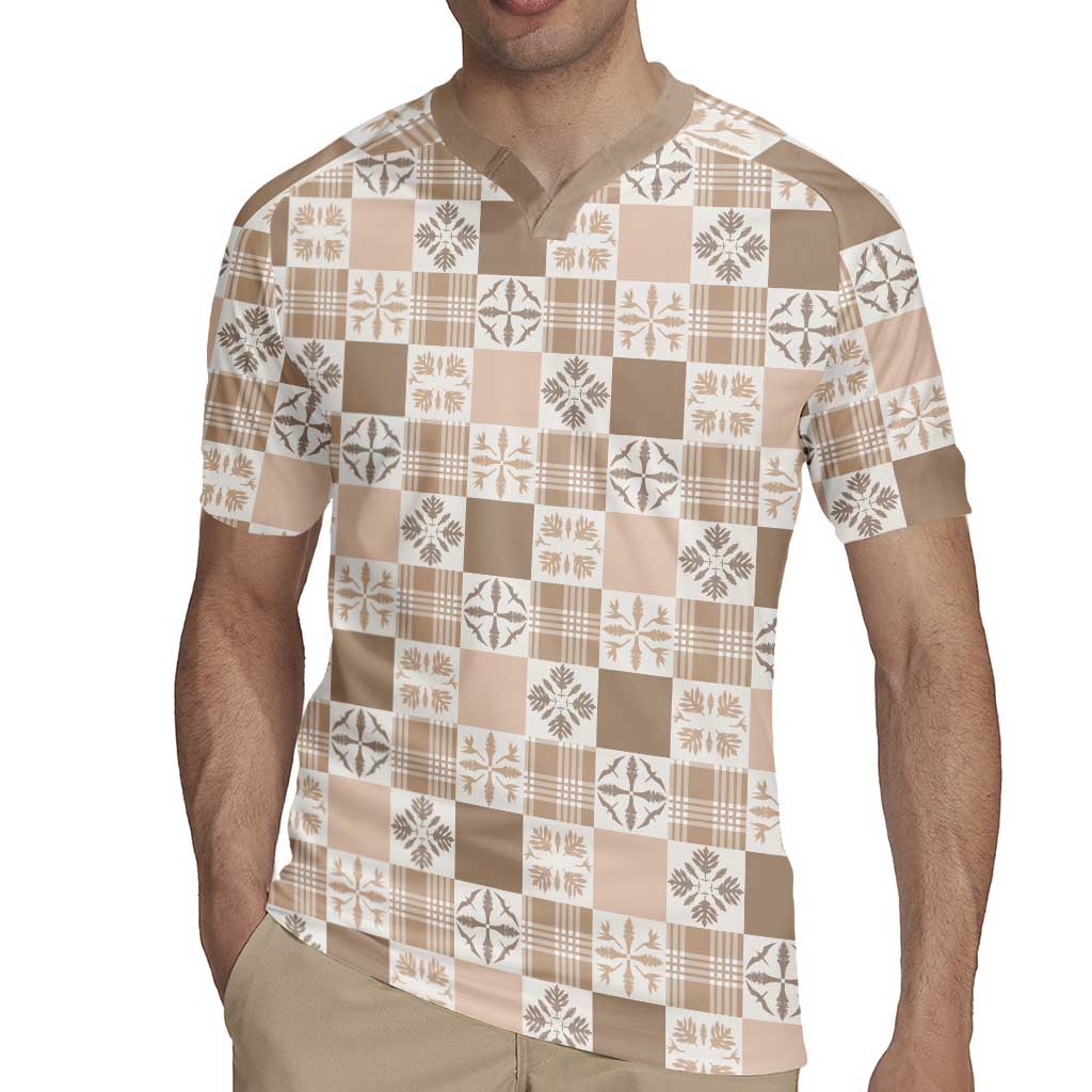 Hawaiian Palaka Quilt Pattern Rugby Jersey Hawaii Culture Bird of Paradise Exotic Motif - Polynesian Pride