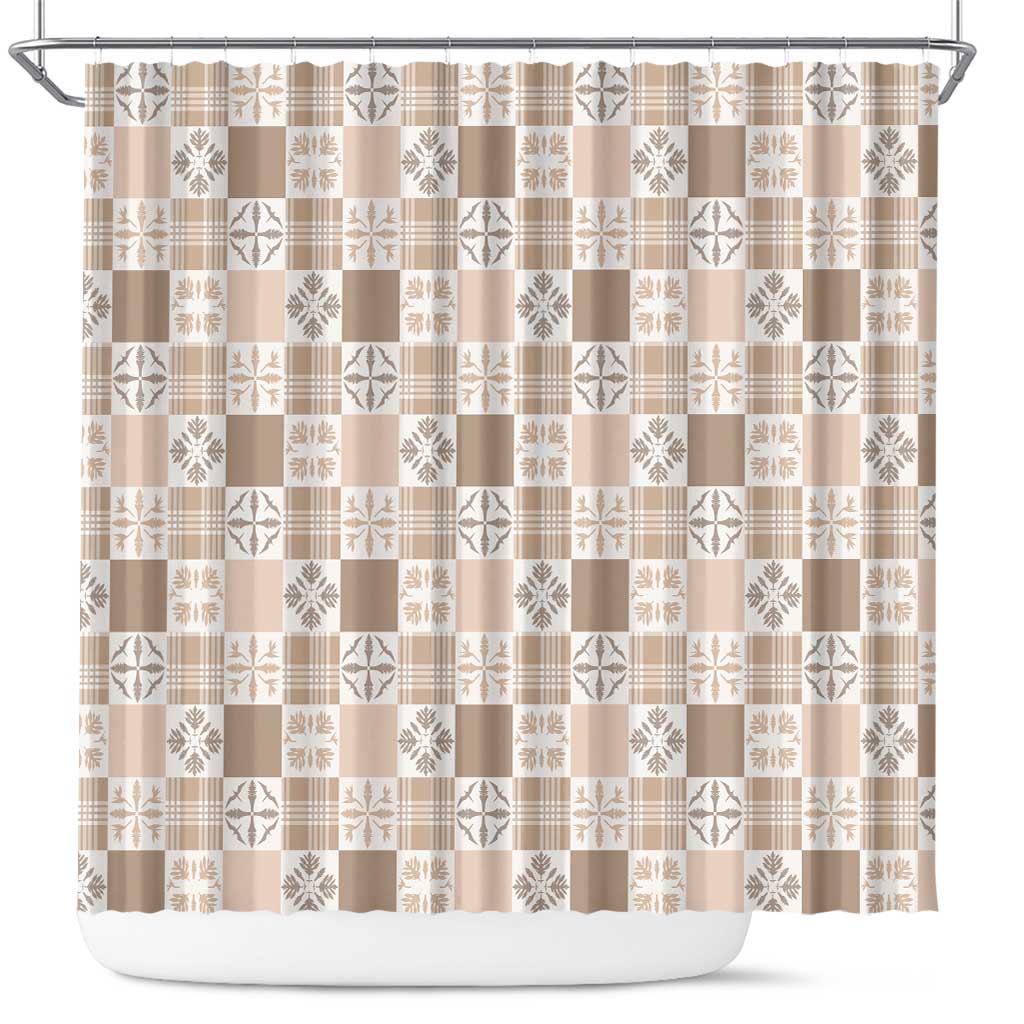 Hawaiian Palaka Quilt Pattern Shower Curtain Hawaii Culture Bird of Paradise Exotic Motif - Polynesian Pride