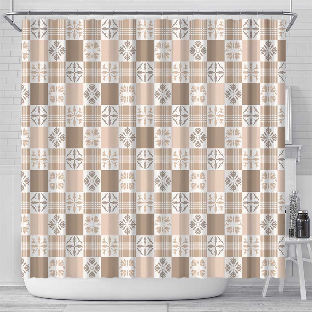Hawaiian Palaka Quilt Pattern Shower Curtain Hawaii Culture Bird of Paradise Exotic Motif - Polynesian Pride