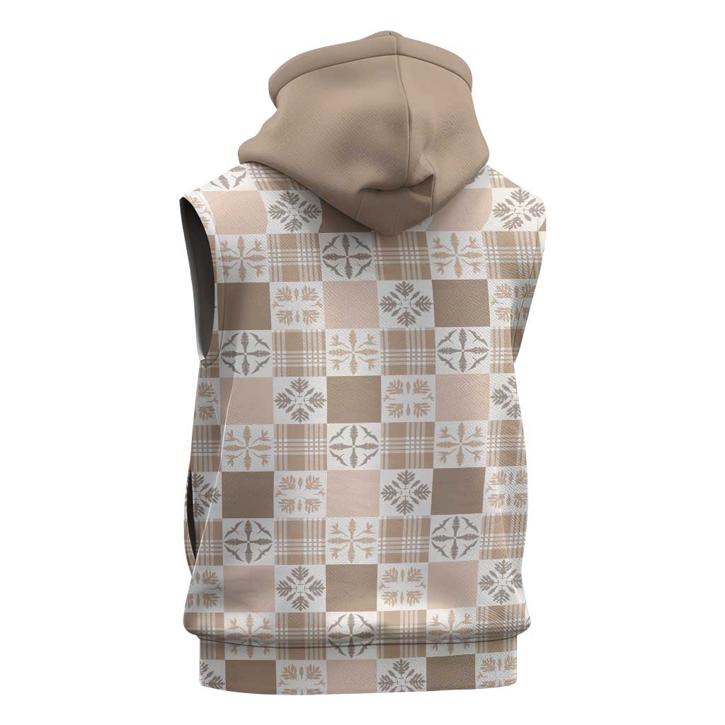 Hawaiian Palaka Quilt Pattern Sleeveless Hoodie Hawaii Culture Bird of Paradise Exotic Motif - Polynesian Pride
