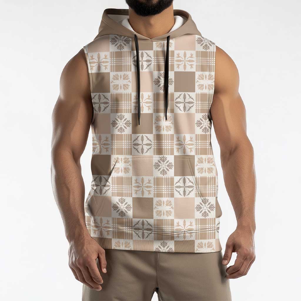 Hawaiian Palaka Quilt Pattern Sleeveless Hoodie Hawaii Culture Bird of Paradise Exotic Motif - Polynesian Pride