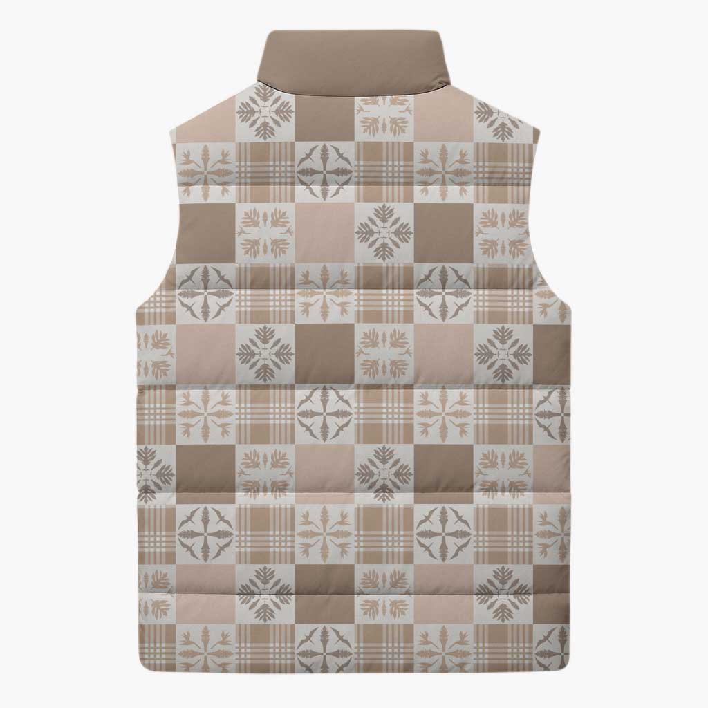 Hawaiian Palaka Quilt Pattern Sleeveless Puffer Jacket Hawaii Culture Bird of Paradise Exotic Motif - Polynesian Pride