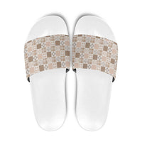 Hawaiian Palaka Quilt Pattern Slide Sandals Hawaii Culture Bird of Paradise Exotic Motif - Polynesian Pride