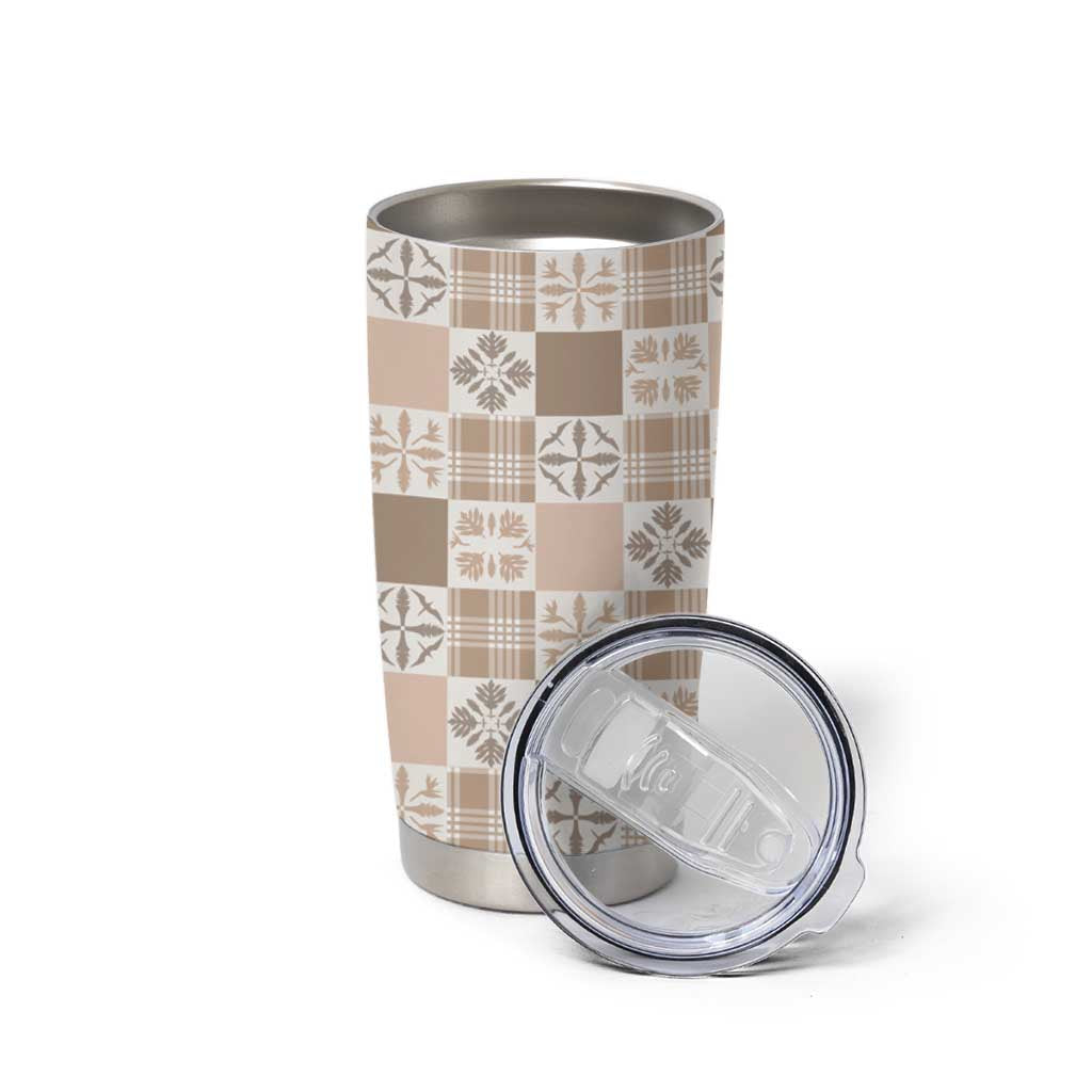 Hawaiian Palaka Quilt Pattern Tumbler Cup Hawaii Culture Bird of Paradise Exotic Motif - Polynesian Pride