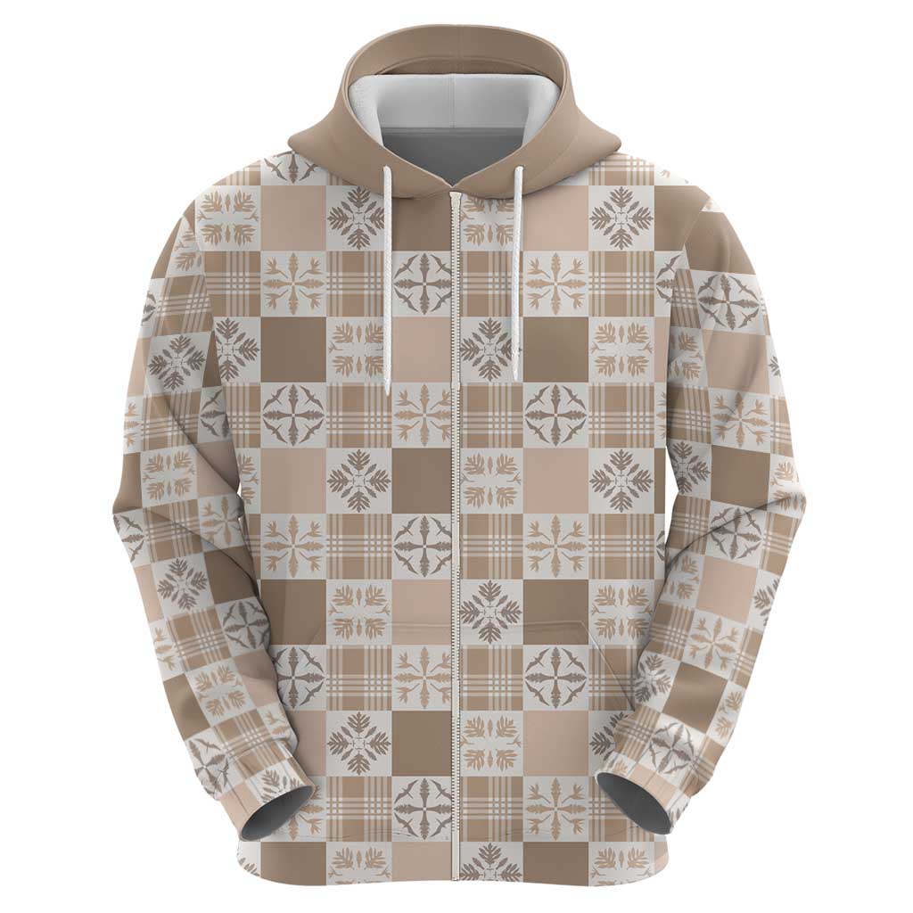 Hawaiian Palaka Quilt Pattern Zip Hoodie Hawaii Culture Bird of Paradise Exotic Motif - Polynesian Pride