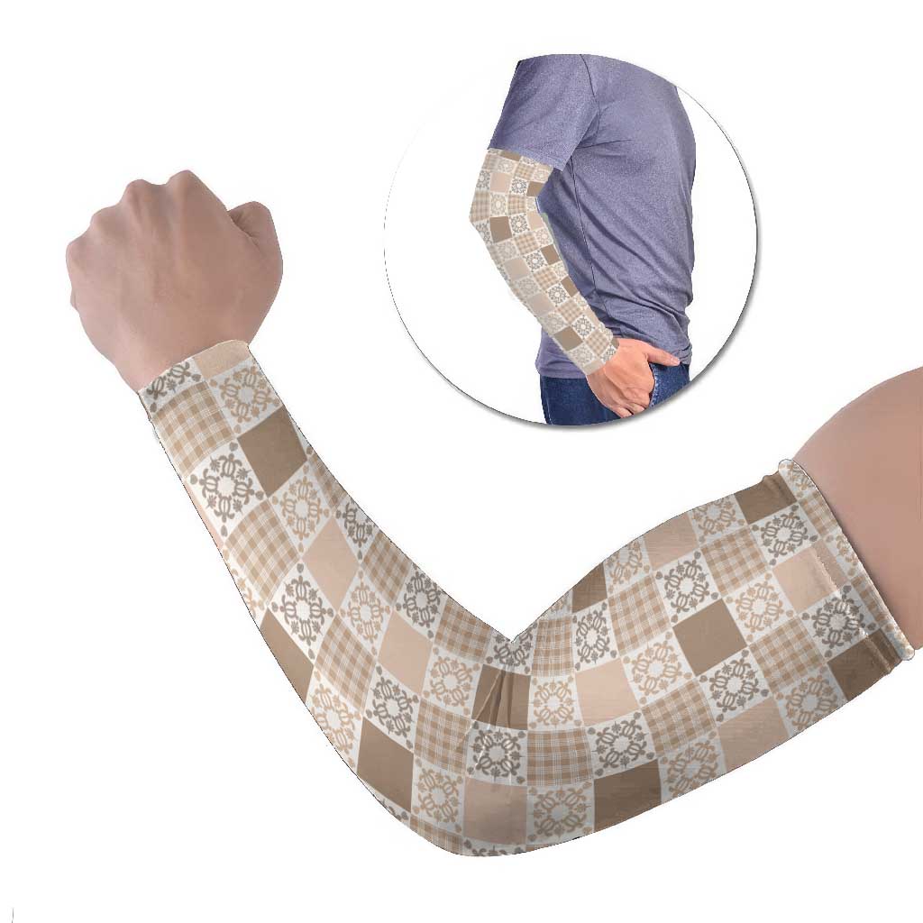 Hawaiian Palaka Quilt Pattern Arm Sleeves Hawaii Culture Honu Turtle - Polynesian Pride