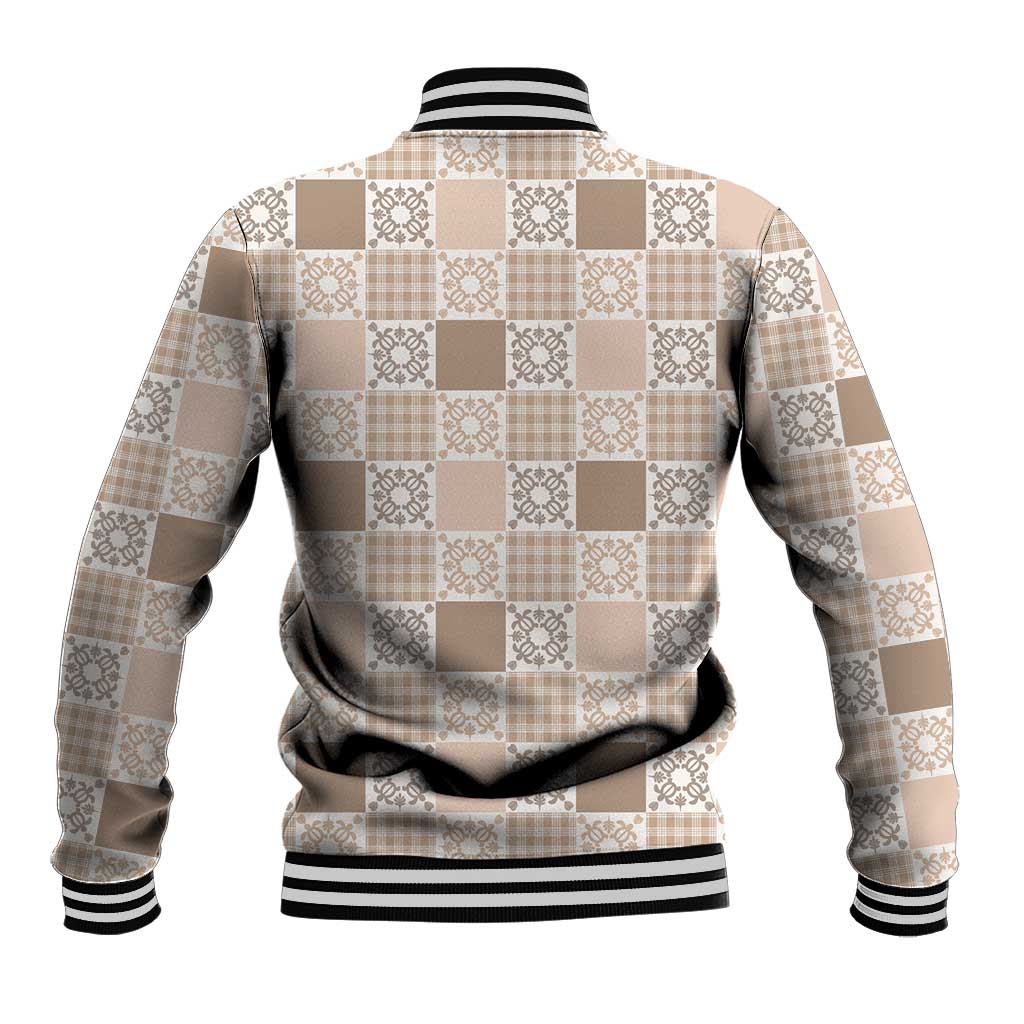 Hawaiian Palaka Quilt Pattern Baseball Jacket Hawaii Culture Honu Turtle - Polynesian Pride